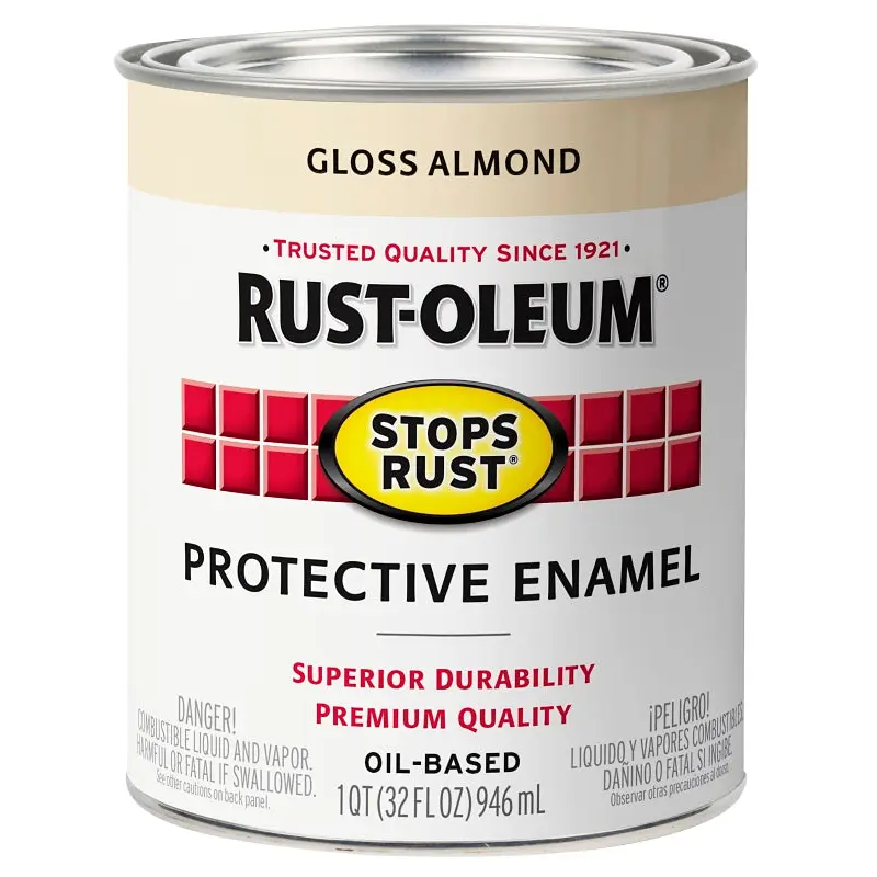 Rust-Oleum 353574 Rust Preventative Paint, Oil, Gloss, Almond, 1 qt, 80 to 175 sq-ft Coverage Area