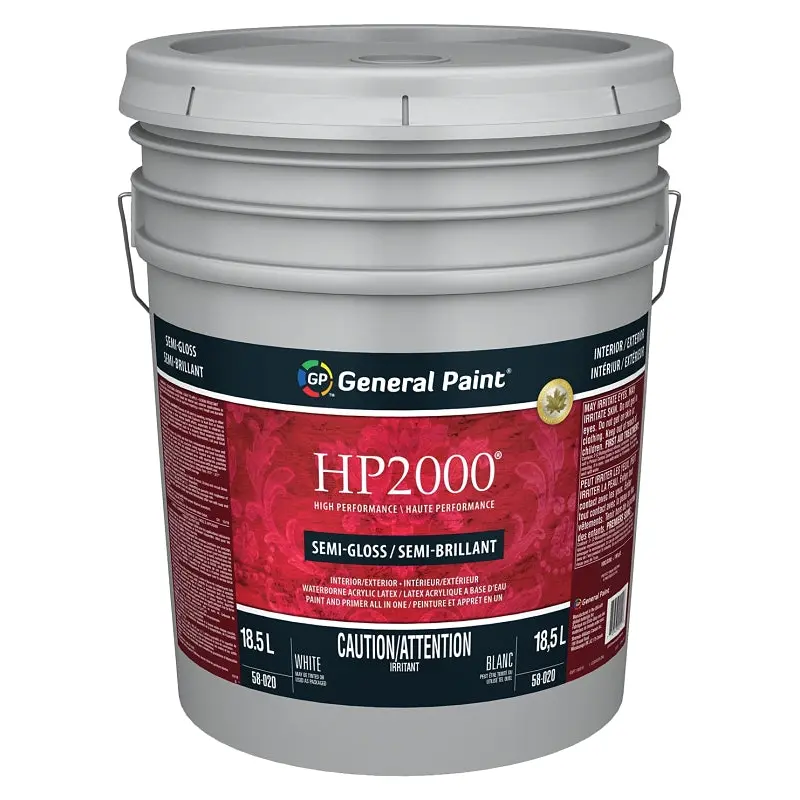General Paint HP2000 58-020-20 Exterior Paint, Semi-Gloss, White, 5 gal Pail