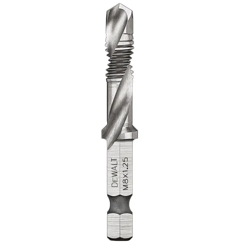 DeWALT IMPACT READY DWADTQTR8MM125 Tap and Drill Bit, 8 mm Dia, 3-Flute, Spiral Flute, HSS