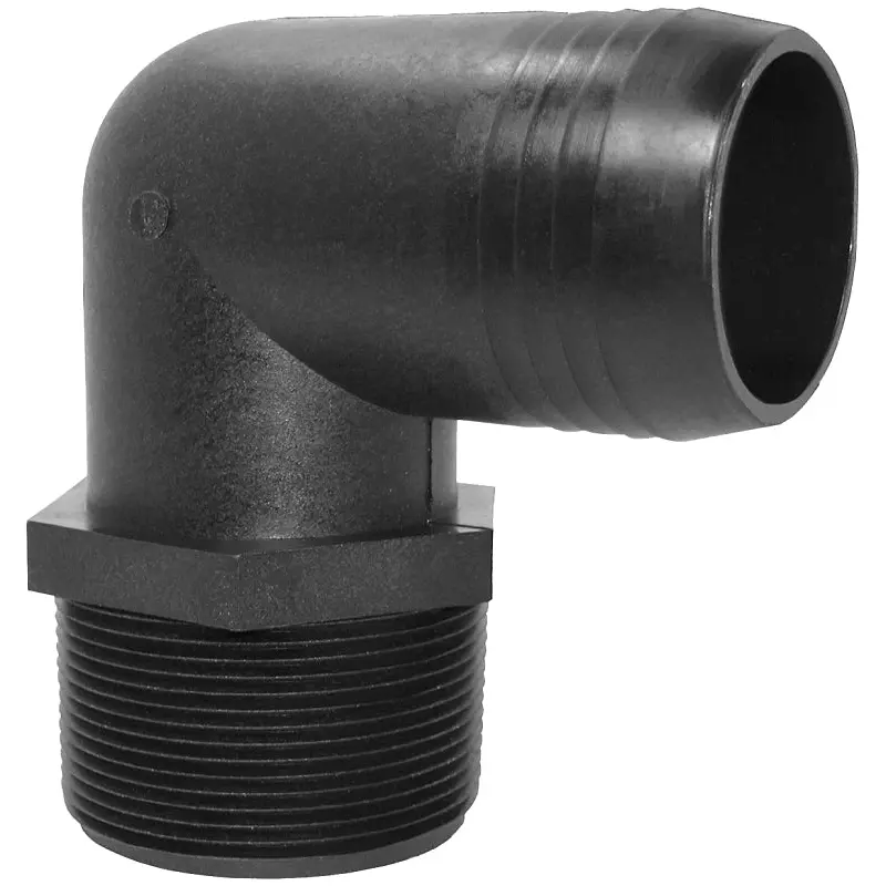 Green Leaf EL1034P 90 Deg Elbow, 1 x 3/4 in, MNPT x Hose Barb, Polypropylene