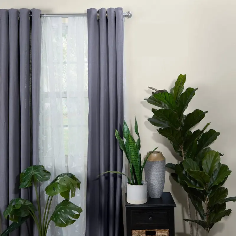 allen   roth Allen   Roth 36-in To 72-in Brushed Nickel Steel Double Curtain Rod