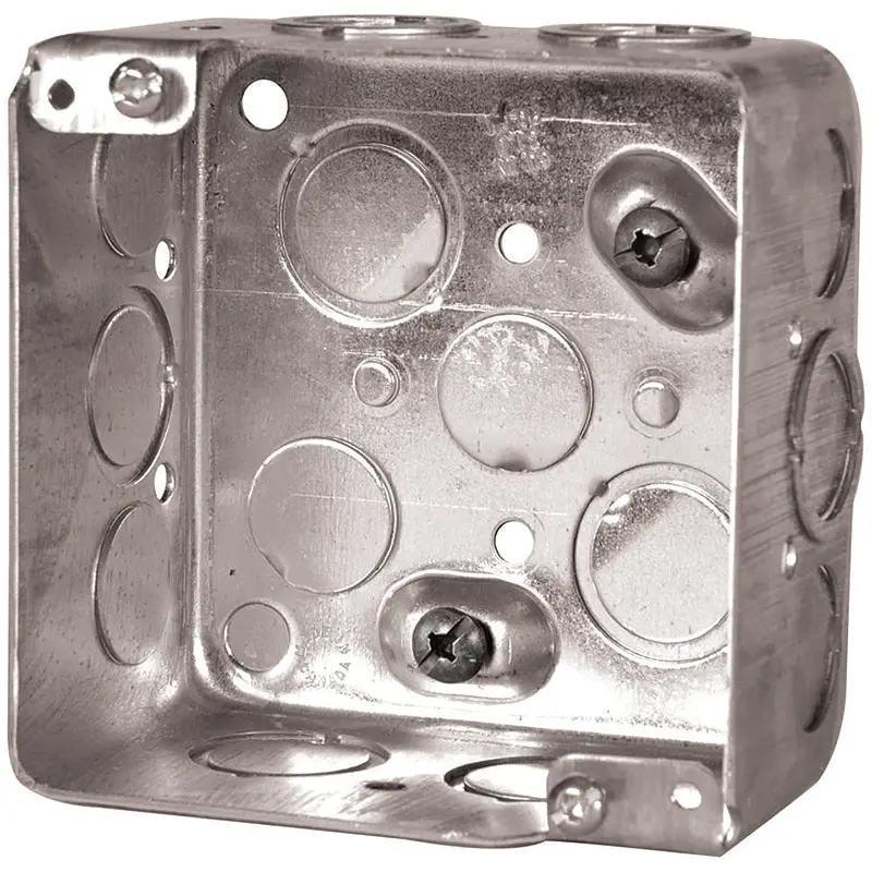 Hubbell 52171KBAR Ceiling Box, 4 in W, 2-1/8 in D, 4 in H, 8-Knockout, Metal