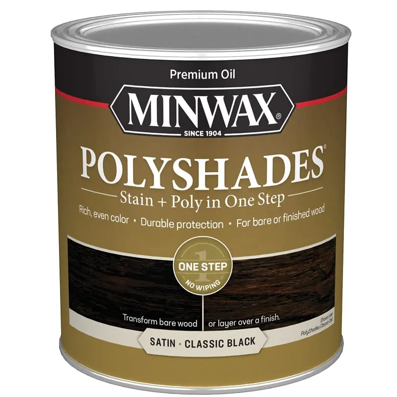 Minwax 613950444 Waterbased Polyurethane Stain, Satin, Liquid, Classic Black, 1 qt, Can