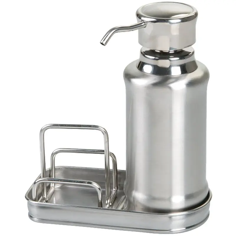 iDESIGN 48070 Soap Dispenser Kit, 10 oz Capacity, Stainless Steel, Silver, Brushed, Polished, Counter Top Mounting