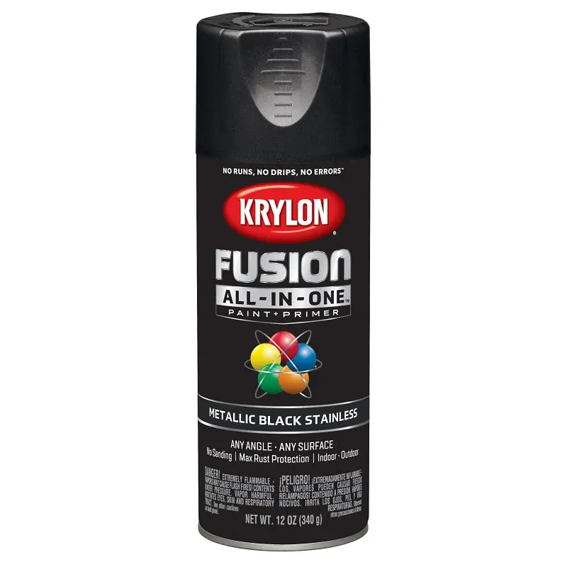 Krylon K02790007 Spray Paint, Metallic, Black Stainless, 12 oz, Can