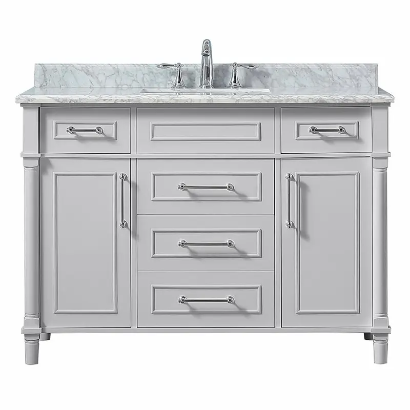 Aberdeen 48 in. W x 22 in. D Vanity in Dove Grey with Carrara Marble Top with White SinkDove Grey / 122 / Carrara White Marble