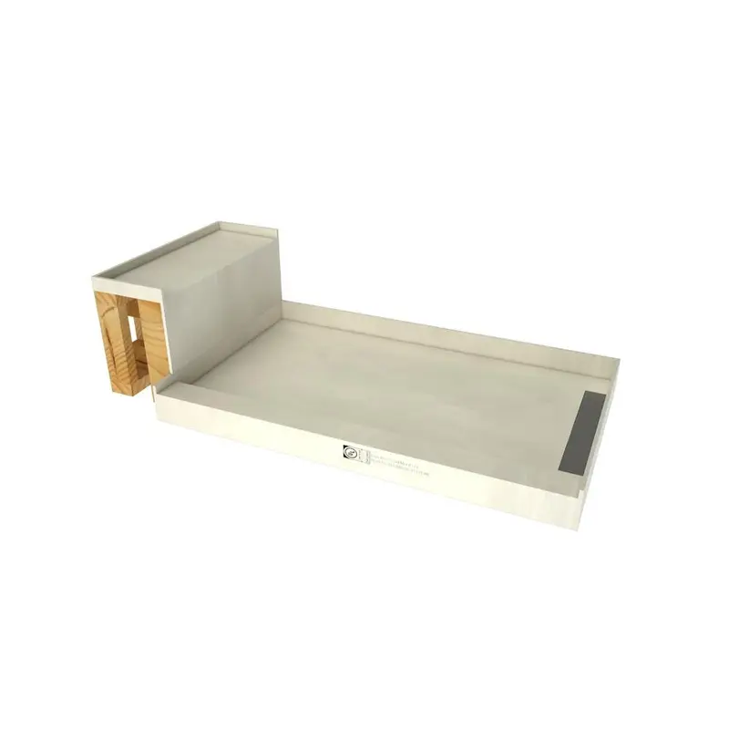 Base'N Bench 36 in. x 60 in. Single Threshold Shower Base and Bench Kit with Right Drain and Tileable Grate