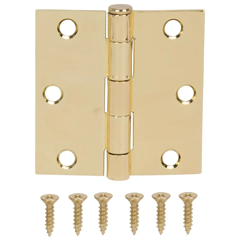 ProSource LR-705-PS Square Corner Door Hinge, Steel, Polished Brass, Loose Pin, 180 deg Range of Motion