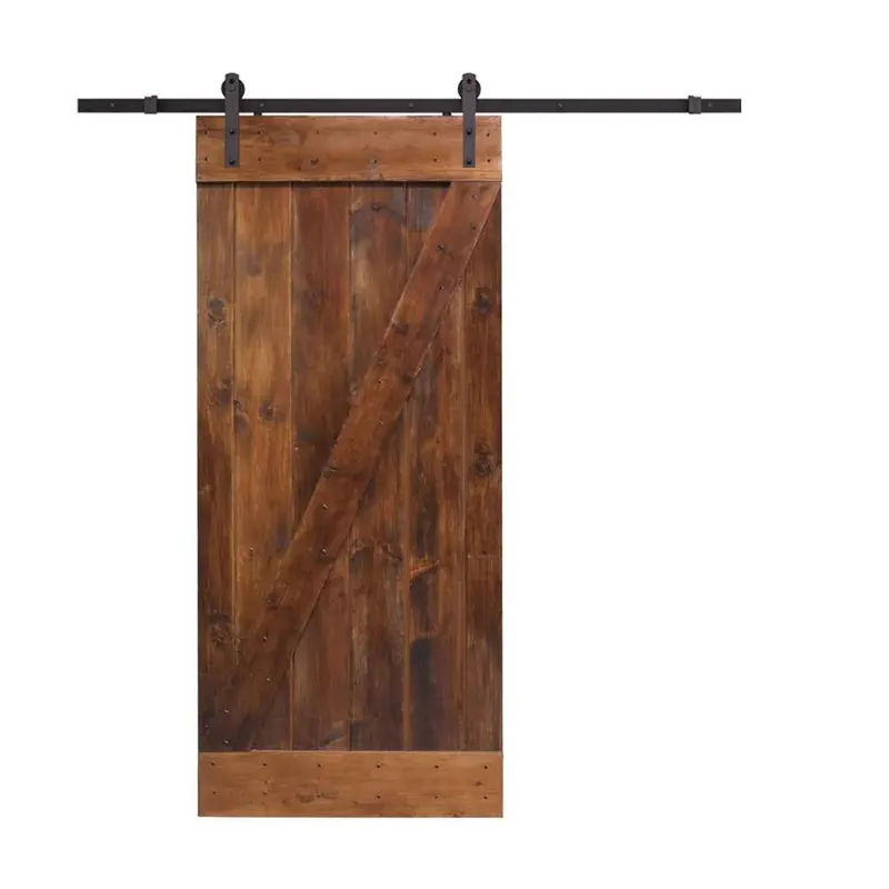 30 in. x 84 in. Z-Bar Wood Sliding Barn Door with Sliding Door Hardware KitLight Brown / 36 x 84 / Bronze
