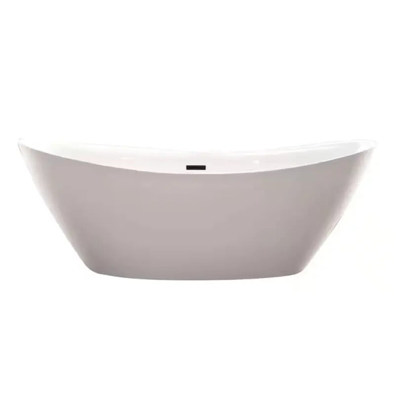 71 in. Acrylic Flatbottom Freestanding Bathtub in White/Matte Black