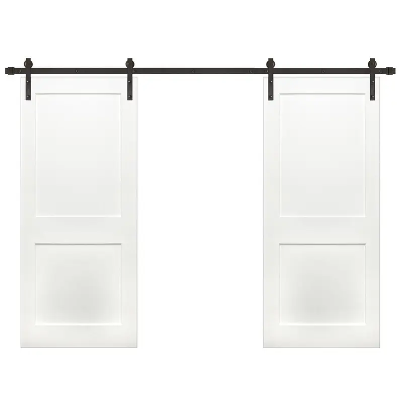 72 in. x 84 in. By-Part Prime 2-Panel Shaker Wood Sliding Barn Door with Bronze Hardware Kit150 / each