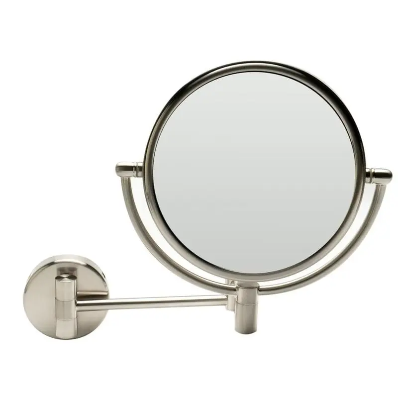 ALFI brand 9.88-in x 9.88-in Brushed Brass Double-Sided Magnifying Wall-Mounted Vanity Mirror