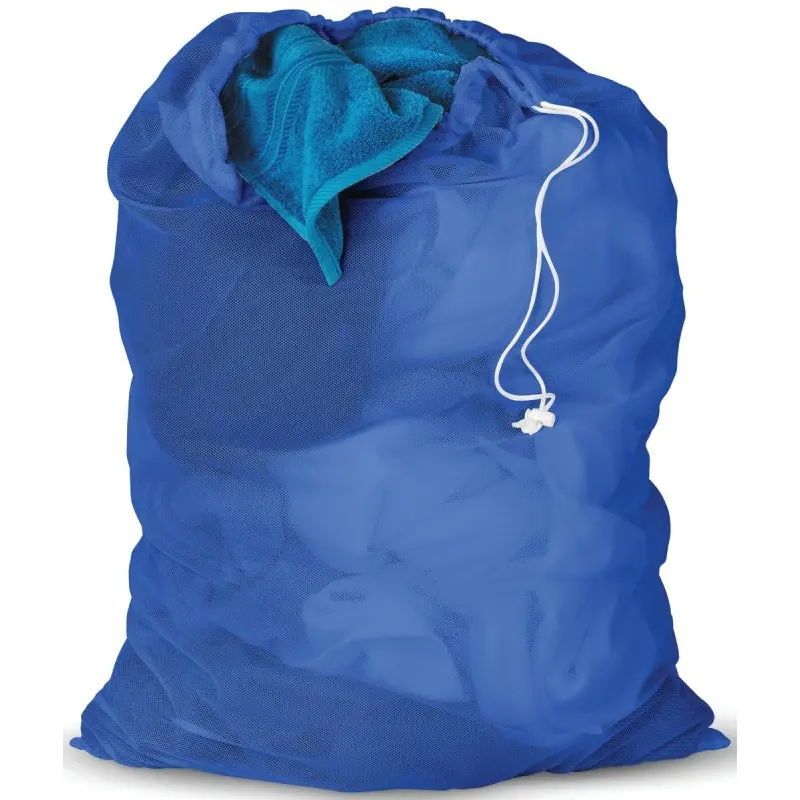 Honey-Can-Do LBG-01161 Mesh Laundry Bag, Drawstring Closure, Fabric, Blue