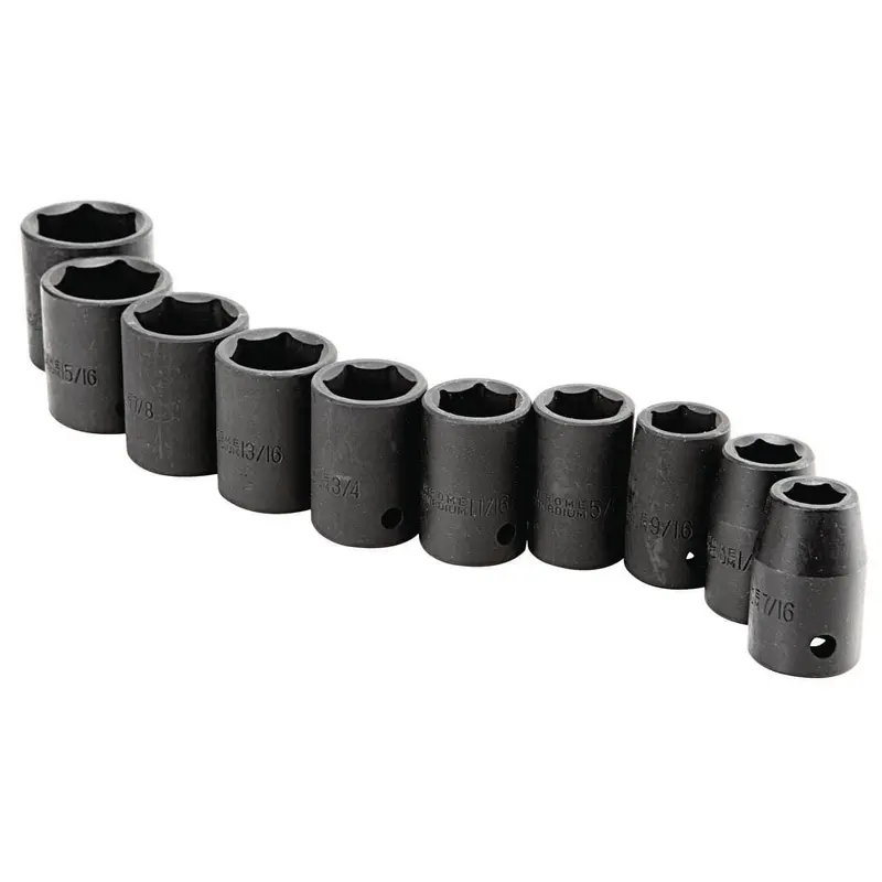 1/2 in. Drive SAE Impact Socket Set, 10 Pc.