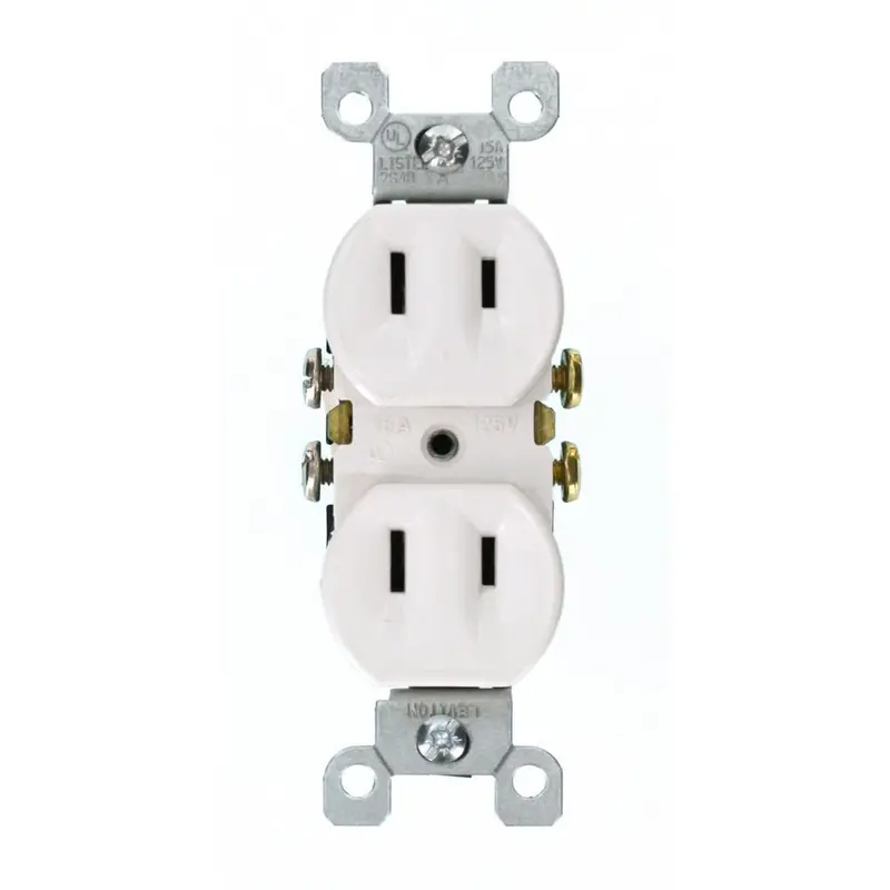 15 Amp 2-Wire Duplex Outlet, WhiteWhite / .115 / 1