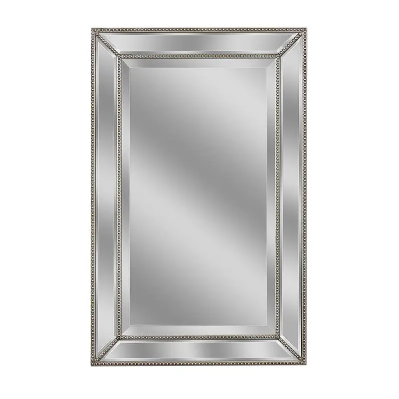 36 in. L x 24 in. W Metro Beaded Single Mirror in SilverChampagne silver / 14