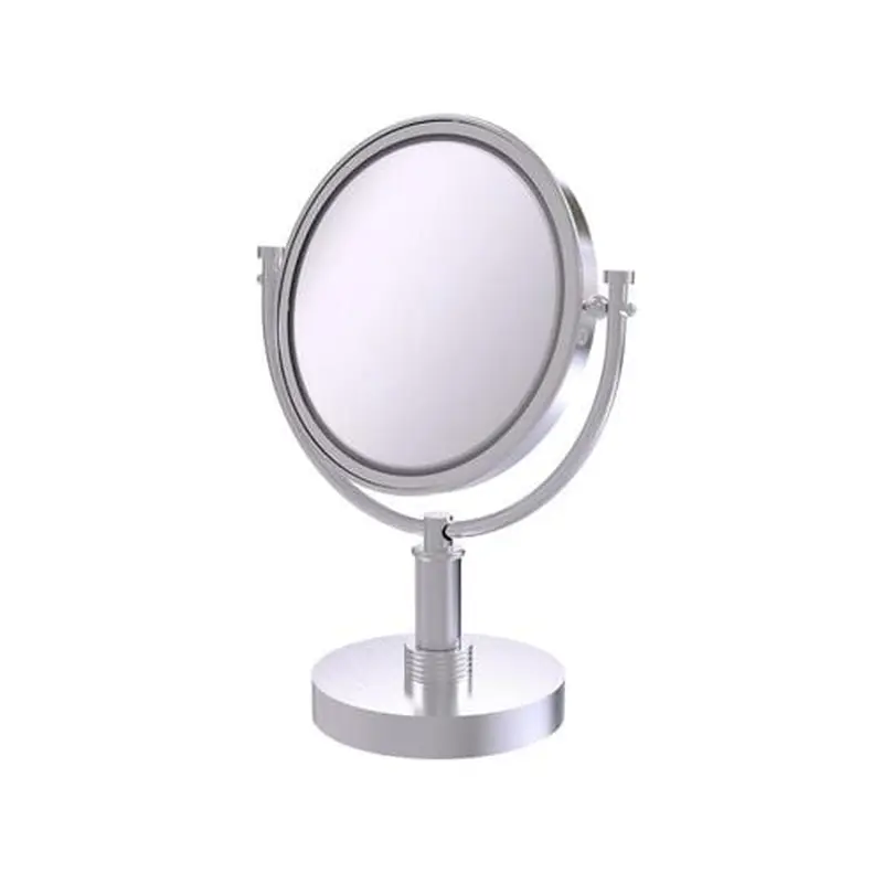 Allied Brass 8-in x 15-in Satin Chrome Double-Sided Magnifying Countertop Vanity Mirror