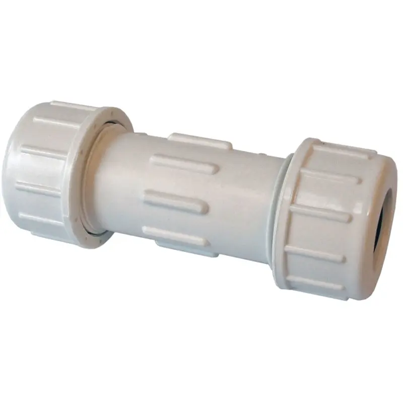 B & K 160-106 Double Seal Coupling, 1-1/4 in, Compression, PVC