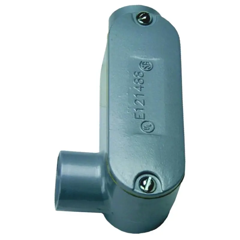 BWF 200-CGV Conduit Body, 2 -Hub, 1/2 in Hub, Threaded, Aluminum, Gray