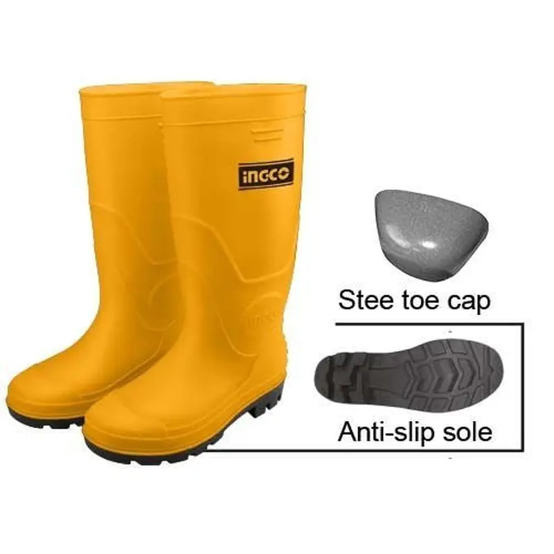 INGCO HeavyDuty Safety Yellow Rain Boot with Toe Cap and Anti-Slip Sole| SSH092SB40