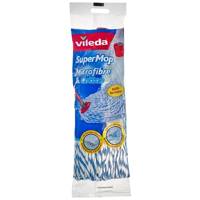 Vileda SuperMop 153040 Mop Refill, Cotton/Microfiber