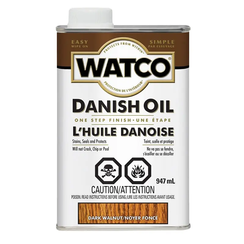 WATCO A65841 Danish Oil, Dark Walnut, Liquid, 1 qt, Can