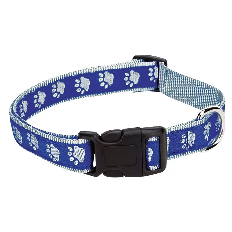 Casual Canine ZA8871 14 19 Dog Collar, 14 to 20 in L Collar, 5/8 in W Collar, Nylon, Blue, Two Tone Paw Print