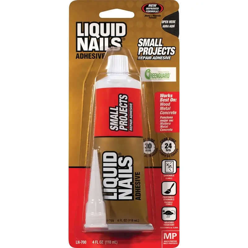 Liquid Nails LN-700 Construction Adhesive, White, 4 oz Squeeze Tube
