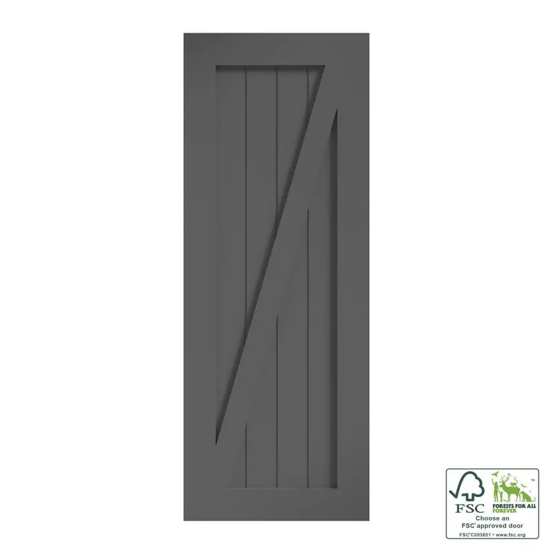36 in. x 84 in. Z-Shape Solid Core Grey Finished Interior Barn Door Slab87 / each