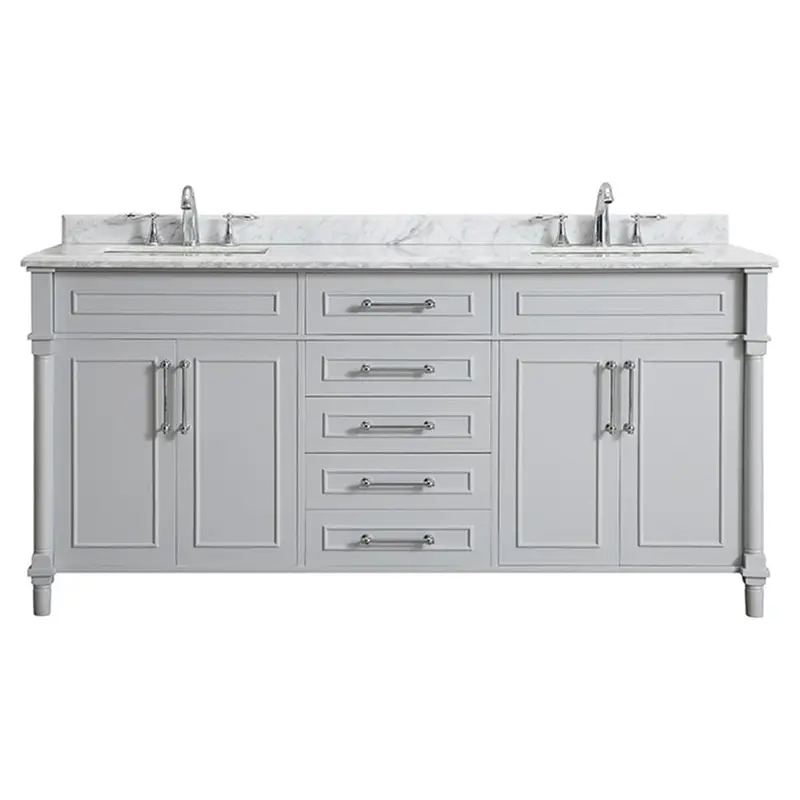 Aberdeen 72 in. W x 22 in. D Bath Vanity in Dove Grey with Carrara Marble Top with White SinksBlack / 244.20 / Carrara White Marble