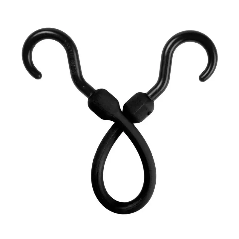 12 in. Polyurethane Bungee Cord with Molded Nylon Hooks in Black