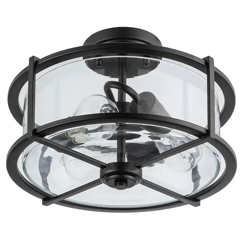allen   roth 13-in Black Transitional Incandescent Semi-Flush Mount Light