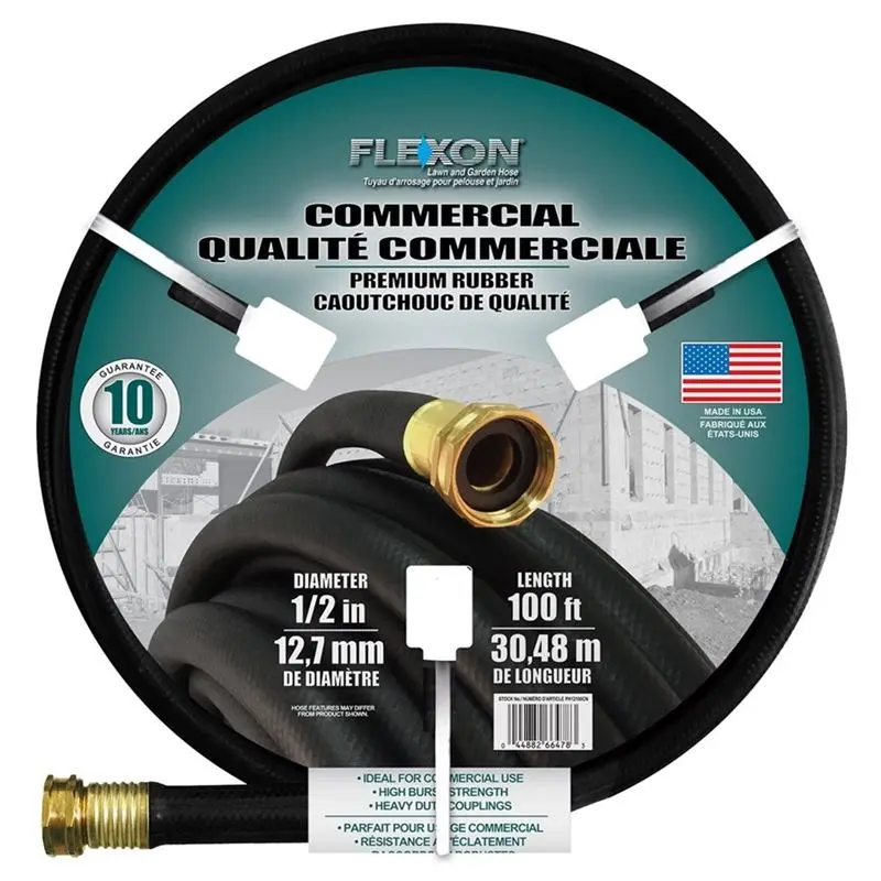 GARDEN HOSE IN X 100FT PREMIUM RUBBER (BLACK)