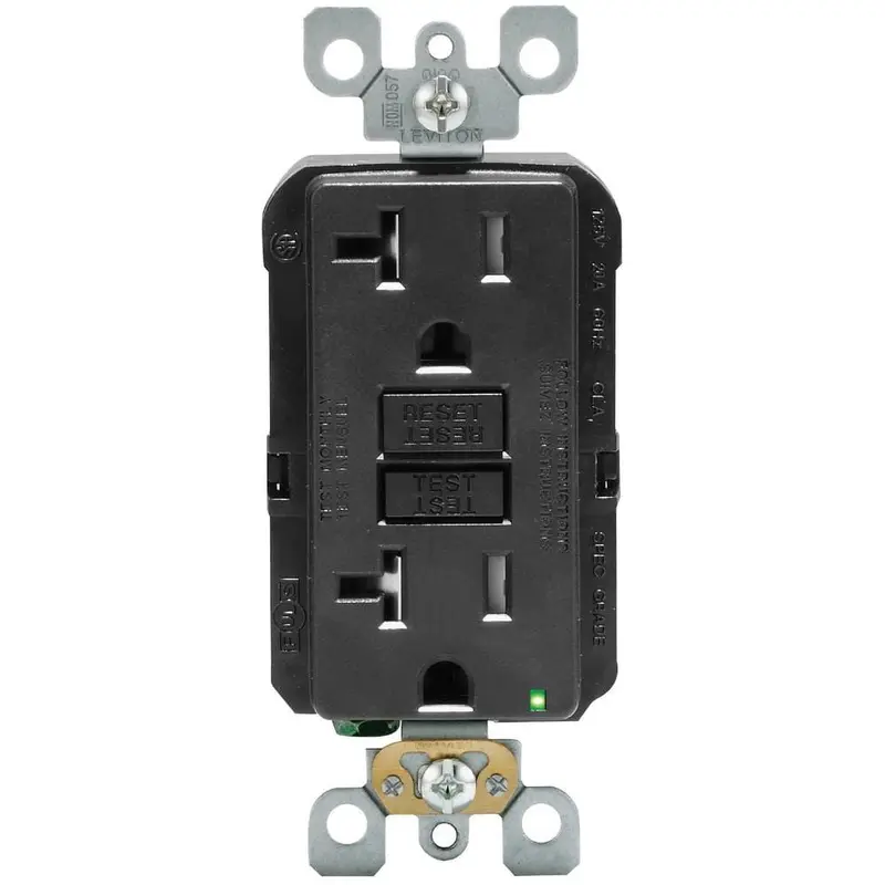 20 Amp 125-Volt Duplex SmarTest Self-Test Tamper Resistant GFCI Outlet, BlackBlack / .3 / 9
