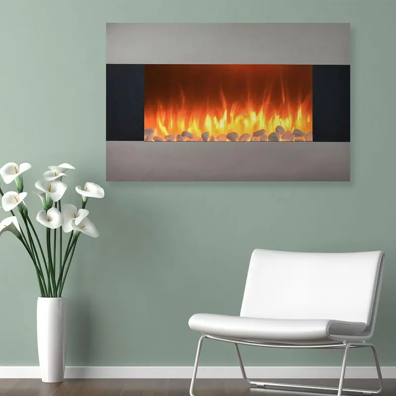 36 in. Electric Fireplace Wall Mount Floor Stand in Stainless49.5 / each