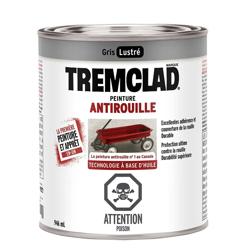 Tremclad 254908 Rust Preventative Paint, Oil, Gray, 946 mL, Can