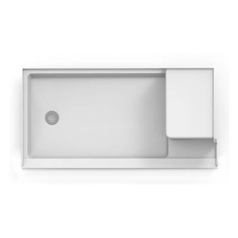 60 in. x 30 in. Seated Left Drain 5.38 in. Shower Base in White
