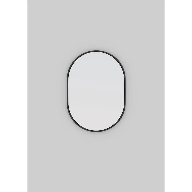 28 in. x 20 in. Pill Shape Black Stainless Steel Framed MirrorSatin Brass / 12.8