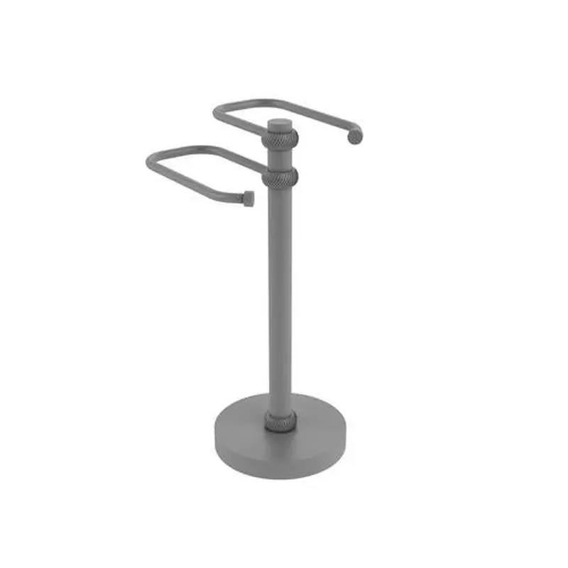 Allied Brass Free Standing Two Arm Guest Towel Holder in Matte Gray