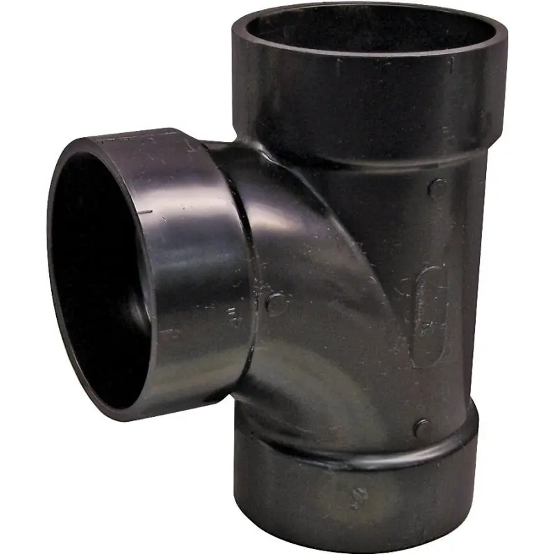 Canplas 102154LBC Sanitary Pipe Tee, 4 in, Hub, ABS, Black