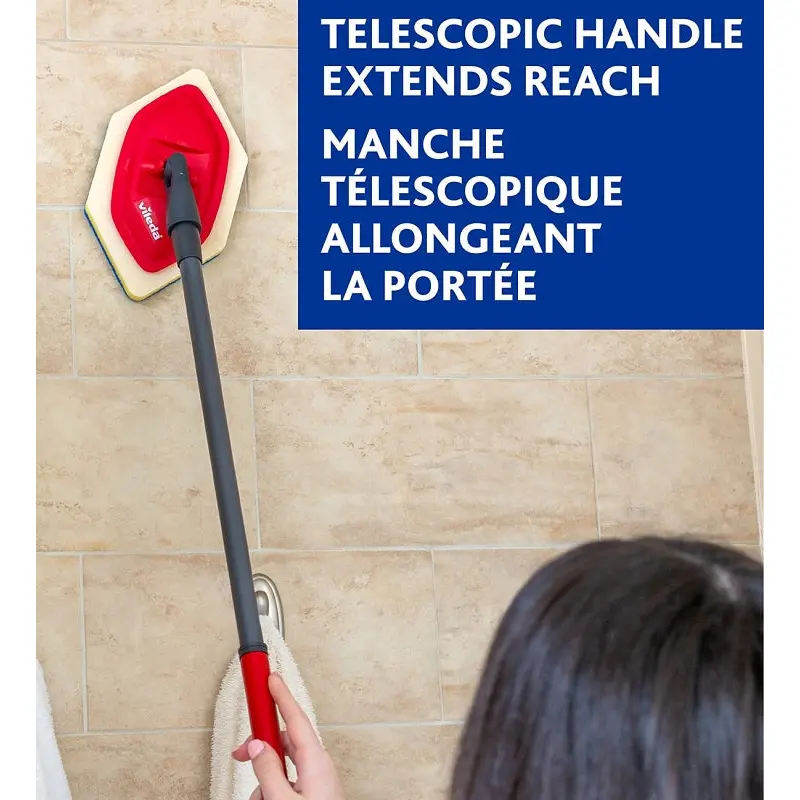 Vileda Bath Magic 120394 Bathroom Mop, Red Mop Head