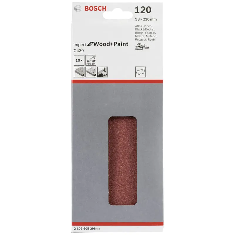 Sanding Sheet C430 Expert for Wood/Paint 93x230mm, 8 holes G120 10pcs