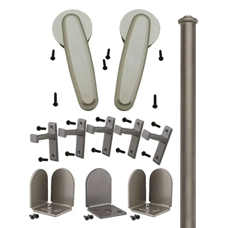 72 in. Vista Satin Nickel Sliding Barn Door Round Track and Hardware KitSatin Nickel / 35