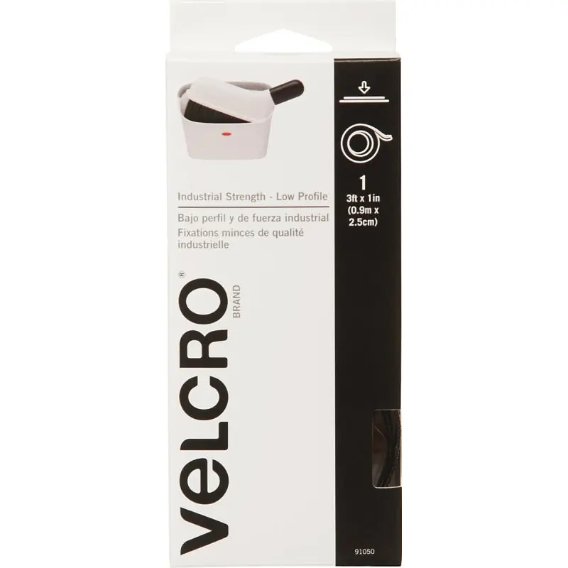 VELCRO Brand 91050 Fastener, 1 in W, 3 ft L, Black, 10 lb