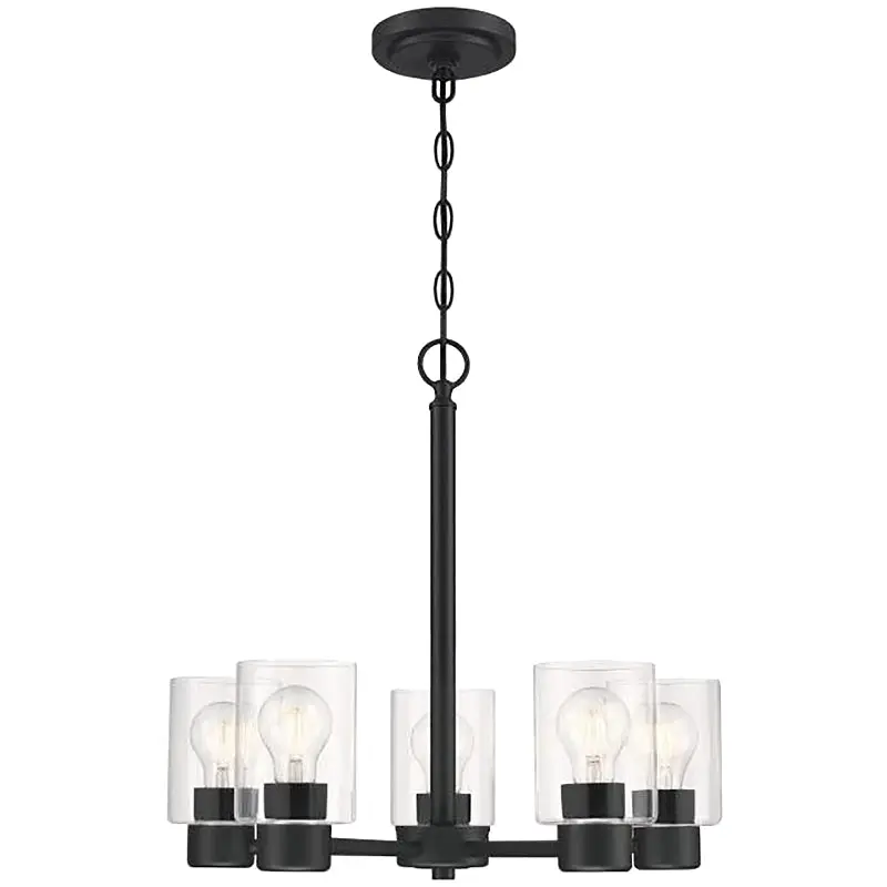 Westinghouse Sylvestre Series 6115300 Chandelier, 1-Tier, 5-Lamp, LED Lamp, Steel Fixture, Black Fixture