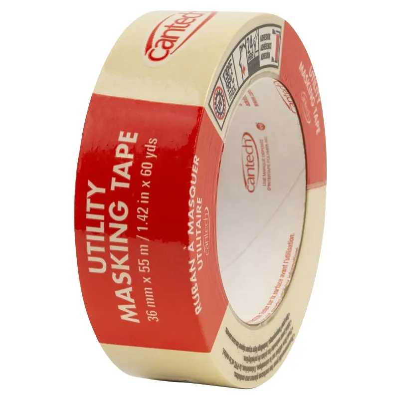 Cantech 302 Series 302-36 Masking Tape, 55 m L, 36 mm W, Natural
