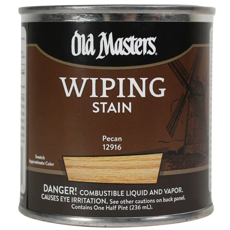 Old Masters 12916 Wiping Stain, Pecan, Liquid, 0.5 pt, Can