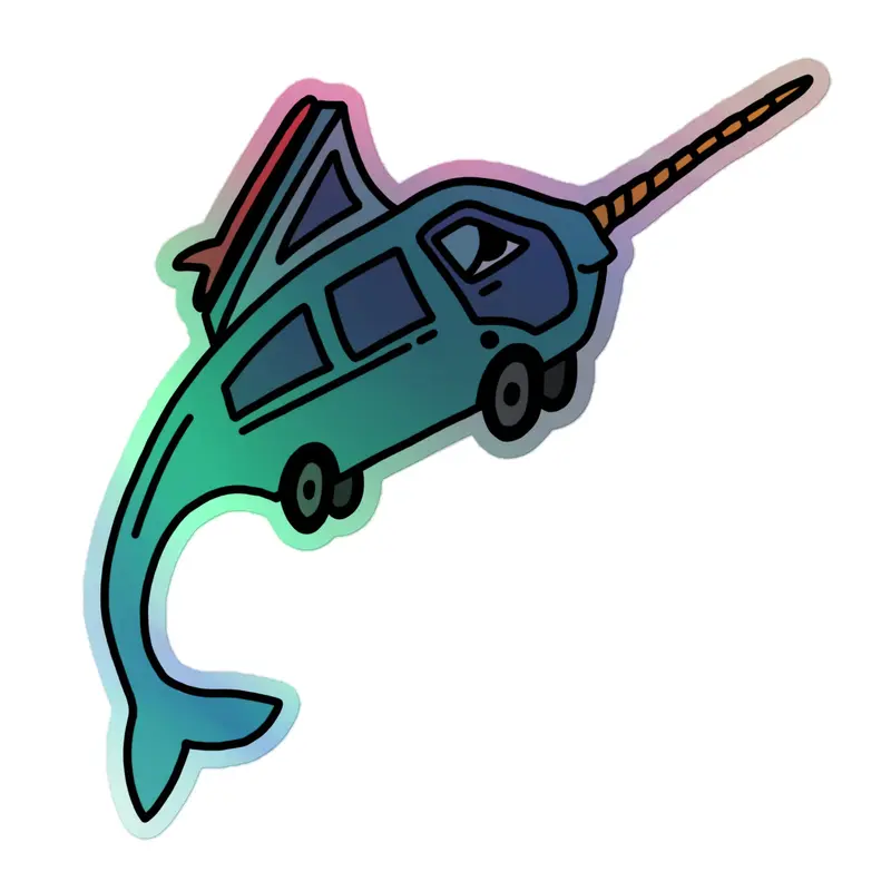 Narwhal Ned Holographic Sticker33