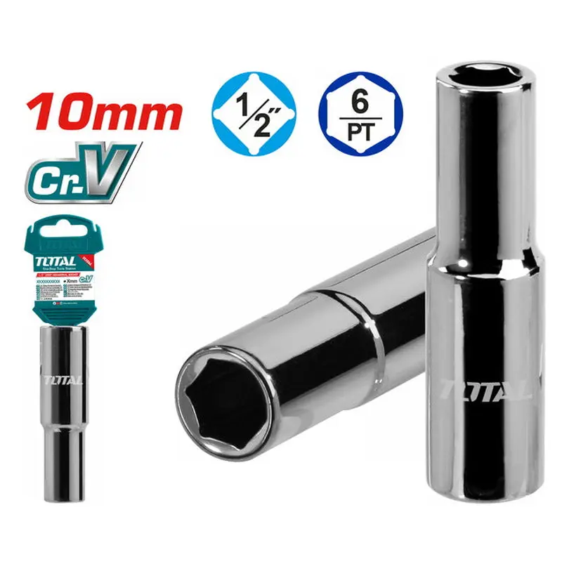 TOTAL Deep Hexagonal Socket 1/2" 10mm
