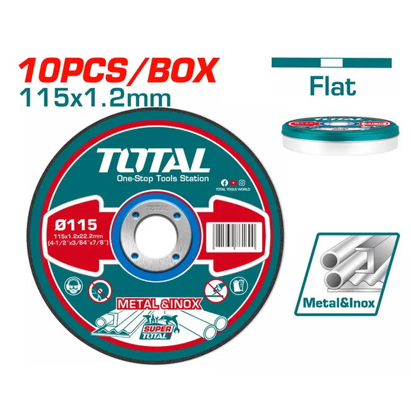 TOTAL INOX - METAL CUTTING DISC 115 X 1.2mm ON METAL BOX (TAC2211155)
